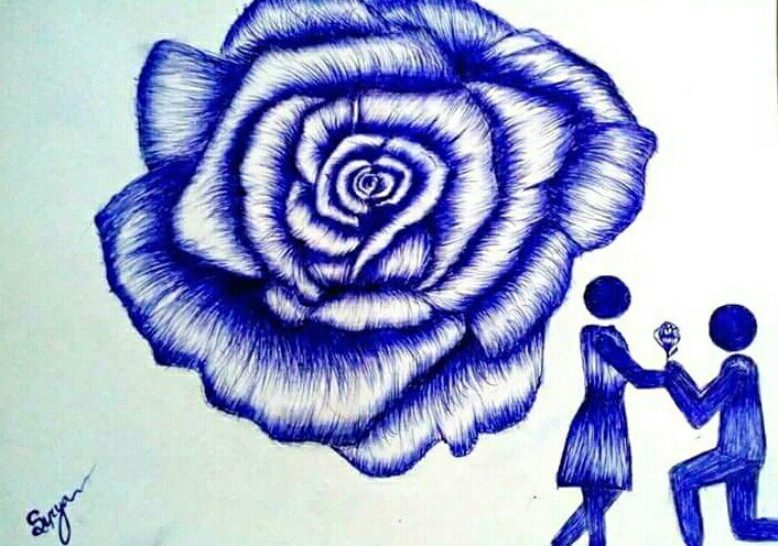 706x496 Buy Blue Rose Handmade Painting - Blue Rose Drawing