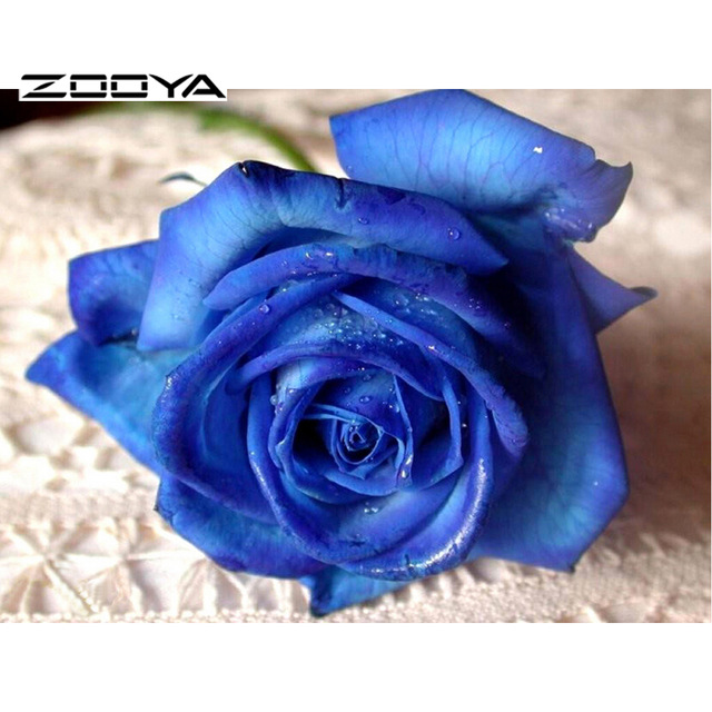 640x640 Full Diamond Embroidery Cross Colorful Blue Rose Diy Square Stick - Blue Rose Drawing