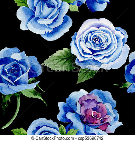 450x470 Wildflower Blue Rose Flower Pattern In A Watercolor Style Full - Blue Rose Drawing