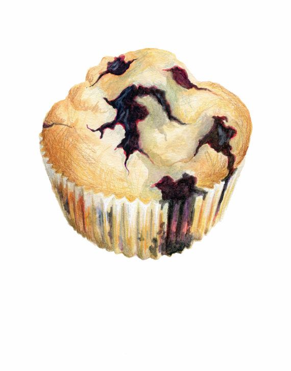 570x726 blueberry muffin art food illustration archival art print - Blueberry Muffin Drawing
