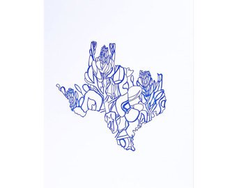 340x270 Bluebonnet Drawing Etsy - Bluebonnet Drawing