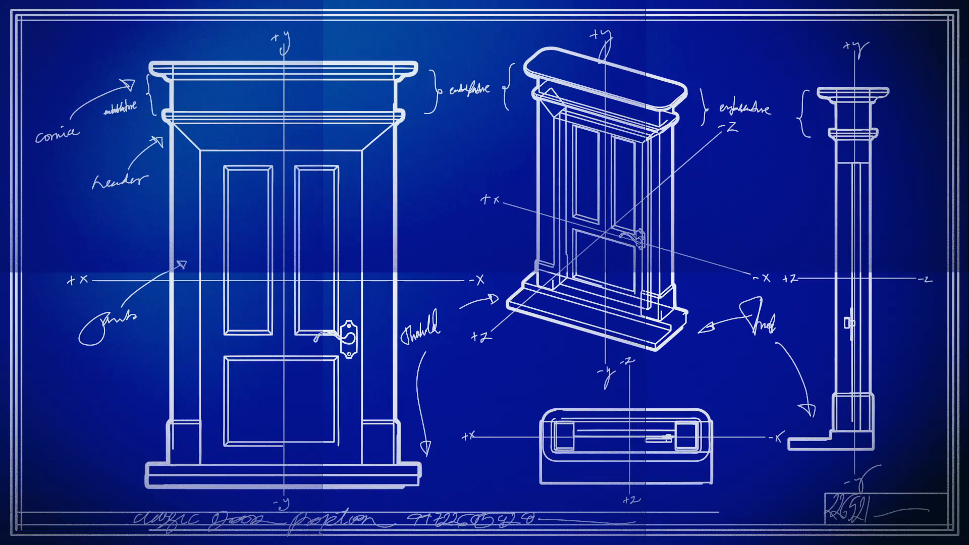 1920x1080 Door Technical Drawing Blueprint Time Lapse Motion Background - Blueprint Drawing