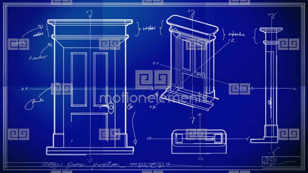 1024x576 Door Technical Drawing Blueprint Time Lapse Stock Animation - Blueprint Drawing