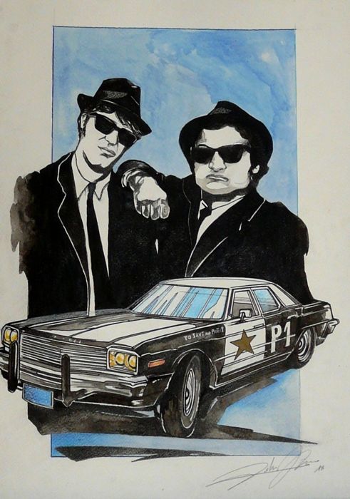 491x700 original drawing - Blues Brothers Drawing
