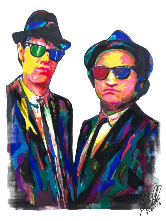 570x760 the blues brothers dan aykroyd john belushi jake elwood etsy - Blues Brothers Drawing