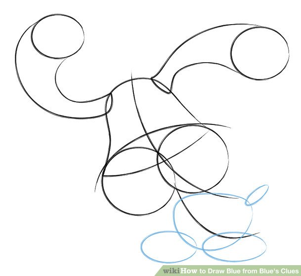 609x559 how to draw blue from blue's clues steps - Blues Clues Drawing