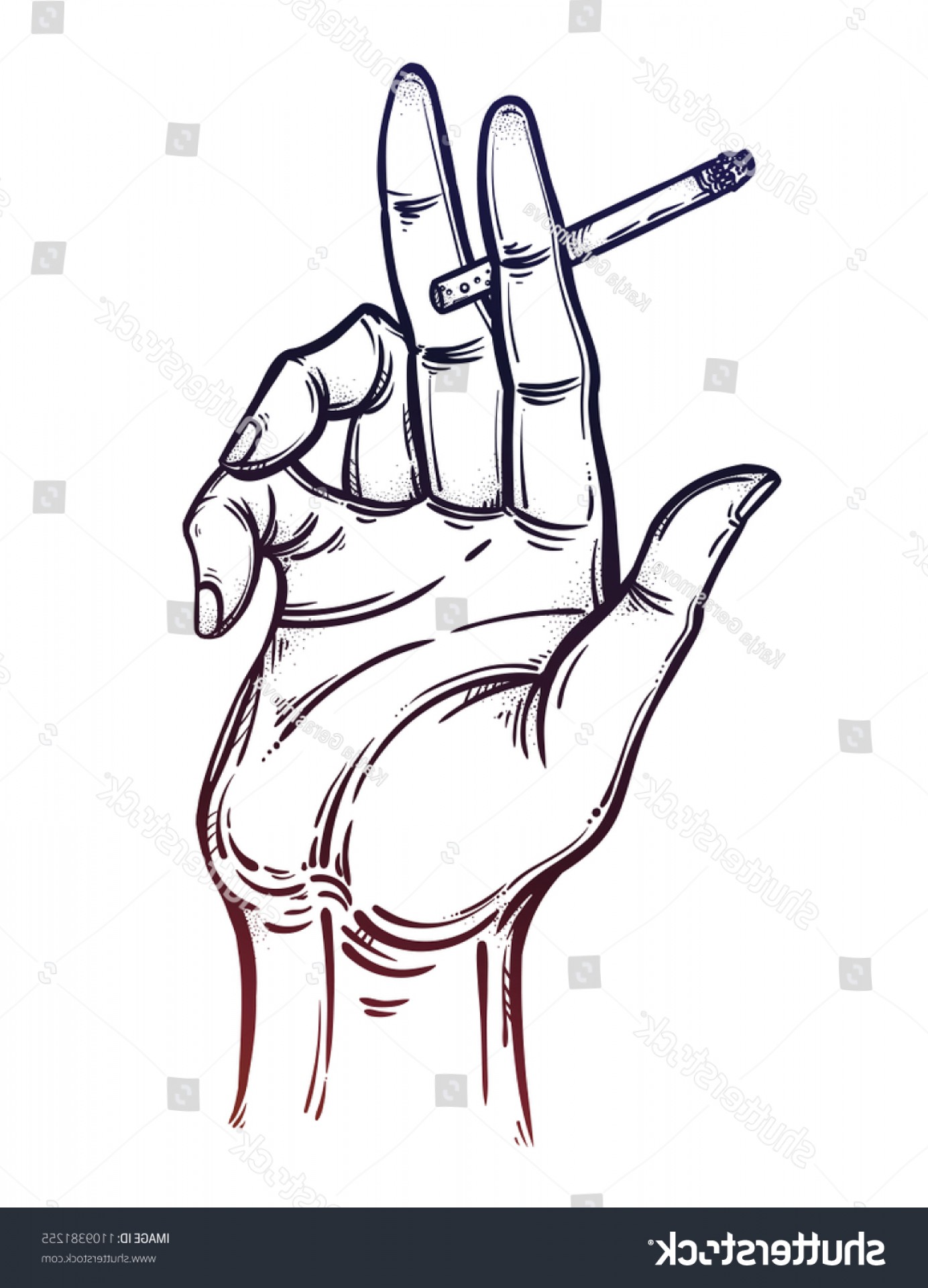 Зарисовки рук с сигаретой