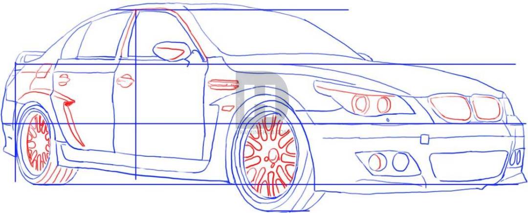 1080x436 how to draw a bmw, step - Bmw Drawing