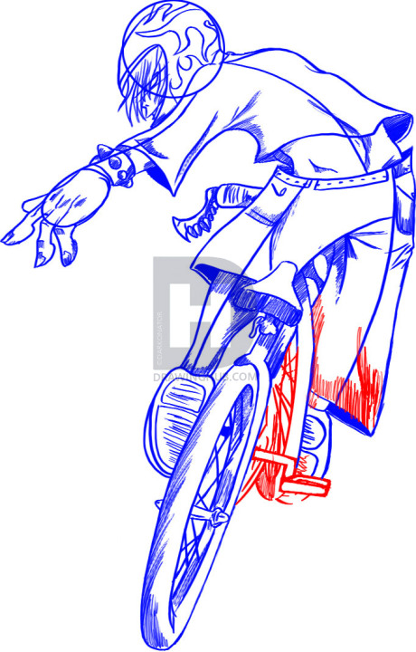 460x720 How To Draw A Bmx Bike, Step - Bmx Bike Drawing