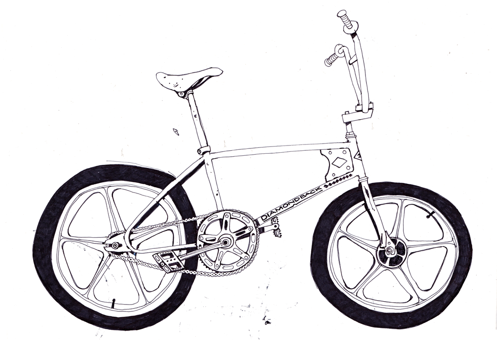 1024x701 Drawing Vintage Bmx Lobsterboy - Bmx Drawing