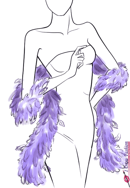450x650 how to draw a feather boa i draw fashion - Boa Drawing