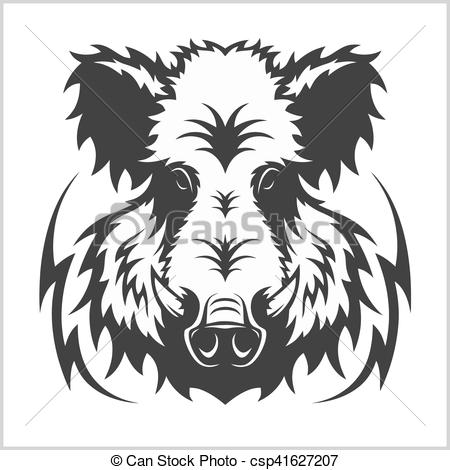 450x470 Wild Boar Head Logo Mascot Emblem - Boar Head Drawing