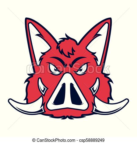 450x470 wild hog or boar head mascot cartoon angry vector illustration - Boar Head Drawing