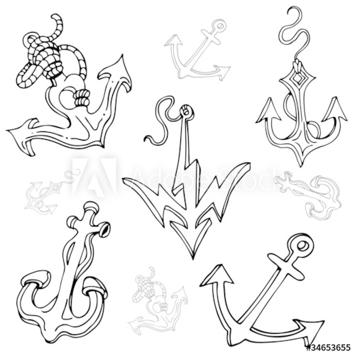 500x500 Boat Anchor Drawing Set - Boat Anchor Drawing
