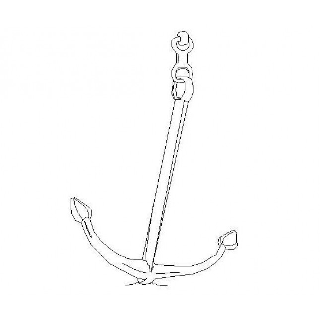 645x645 Boat Anchor Cad Elevation Drawing - Boat Anchor Drawing