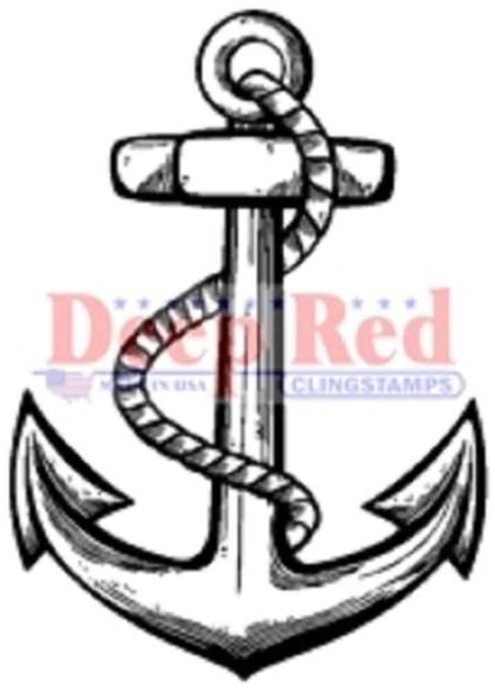 716x1000 deep red rubber cling stamp ship boat anchor nautical theme - Boat Anchor Drawing