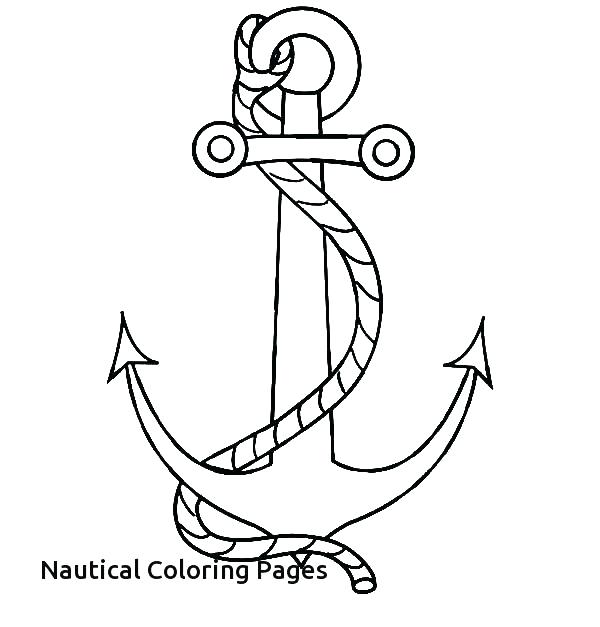 600x627 Nautical Coloring Pages Free Boat Anchor Of Star - Boat Anchor Drawing