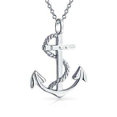 395x395 Nautical Ship Boat Anchor Twisted Rope Pendant Necklace For Men - Boat Anchor Drawing