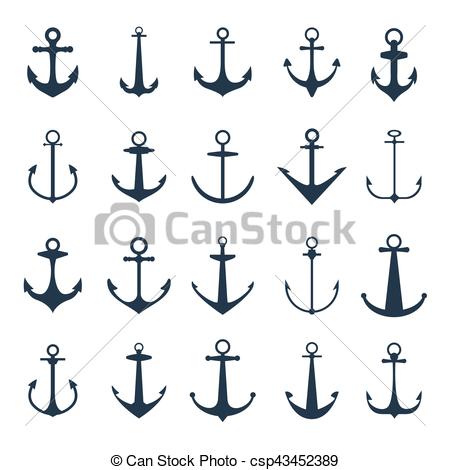 450x470 anchor icons vector boat anchors isolated on white vector - Boat Anchor Drawing