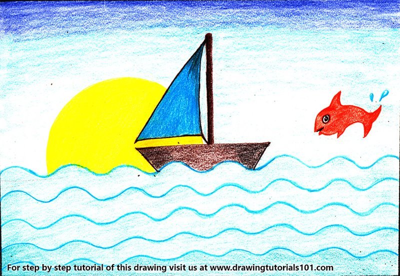 800x552 Learn How To Draw A Simple Boat For Kids - Boat Drawing For Kids