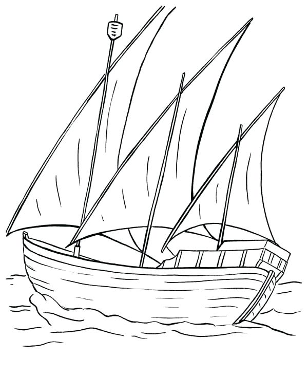 600x734 Boat Coloring - Boat Drawing For Kids