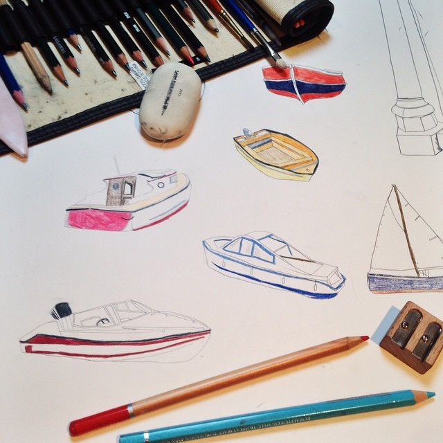 640x640 daisy strang boats colour pencil drawings - Boat Drawing With Colour
