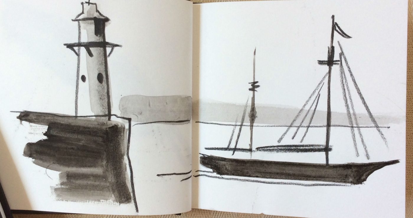 1399x739 Sketching And Painting Boats For Beginners Sarah Bell Art - Boat Drawing With Colour
