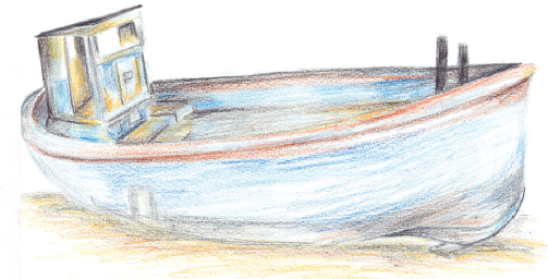 503x256 Sketching - Boat Drawing With Colour