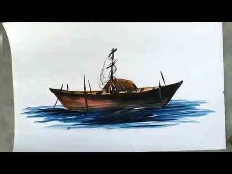 480x360 boat drawing in easy way, drawing a boat in water colour - Boat Drawing With Colour