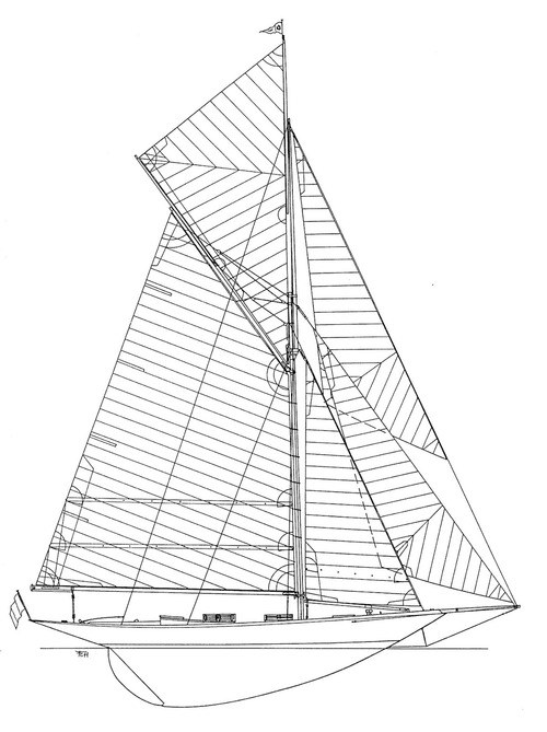 500x669 Pen Duick - Boat Line Drawing