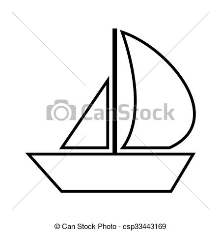 450x470 sail boat line icon vector illustration on white background - Boat Line Drawing