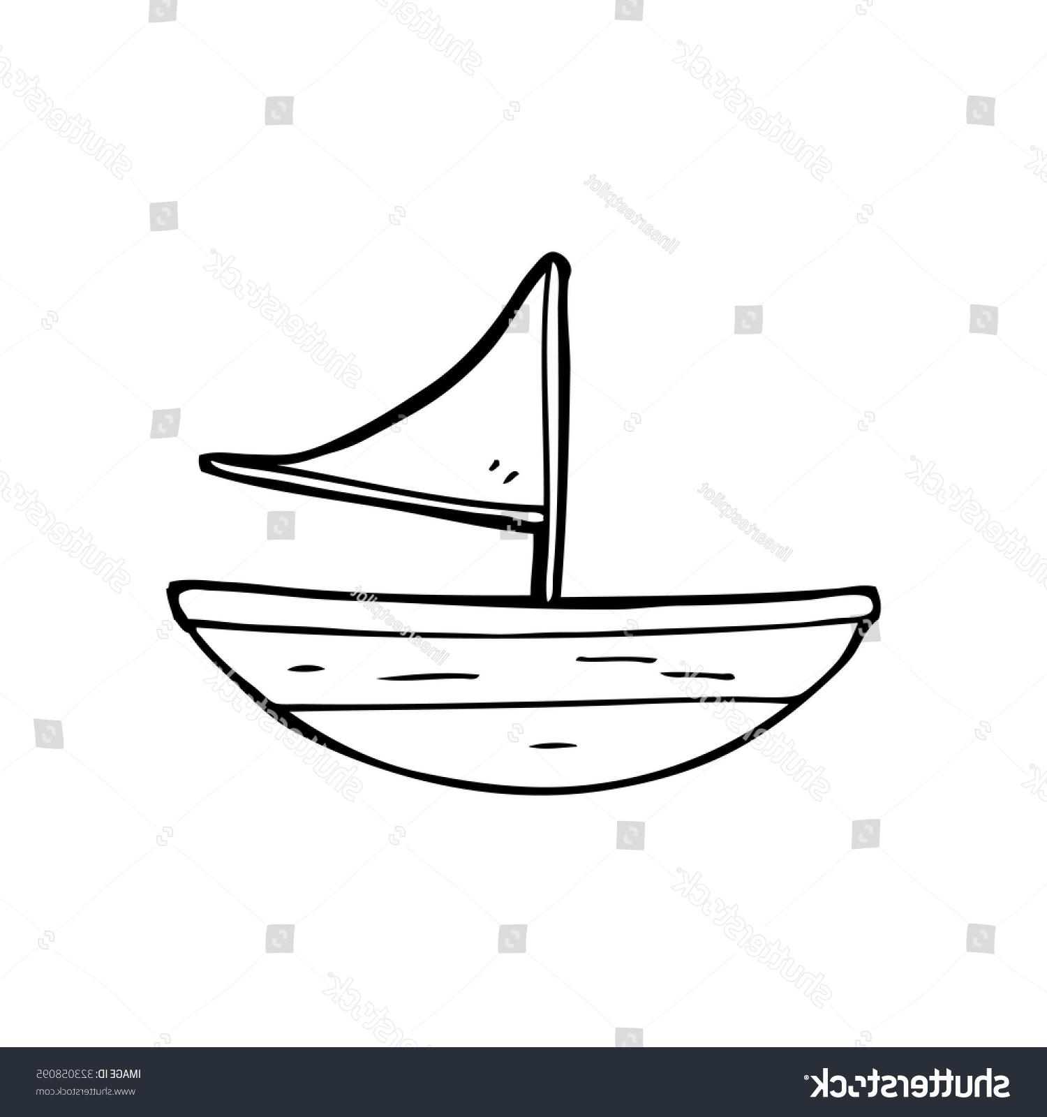 1500x1600 Stock Vector Simple Black And White Line Drawing Cartoon Boat - Boat Line Drawing