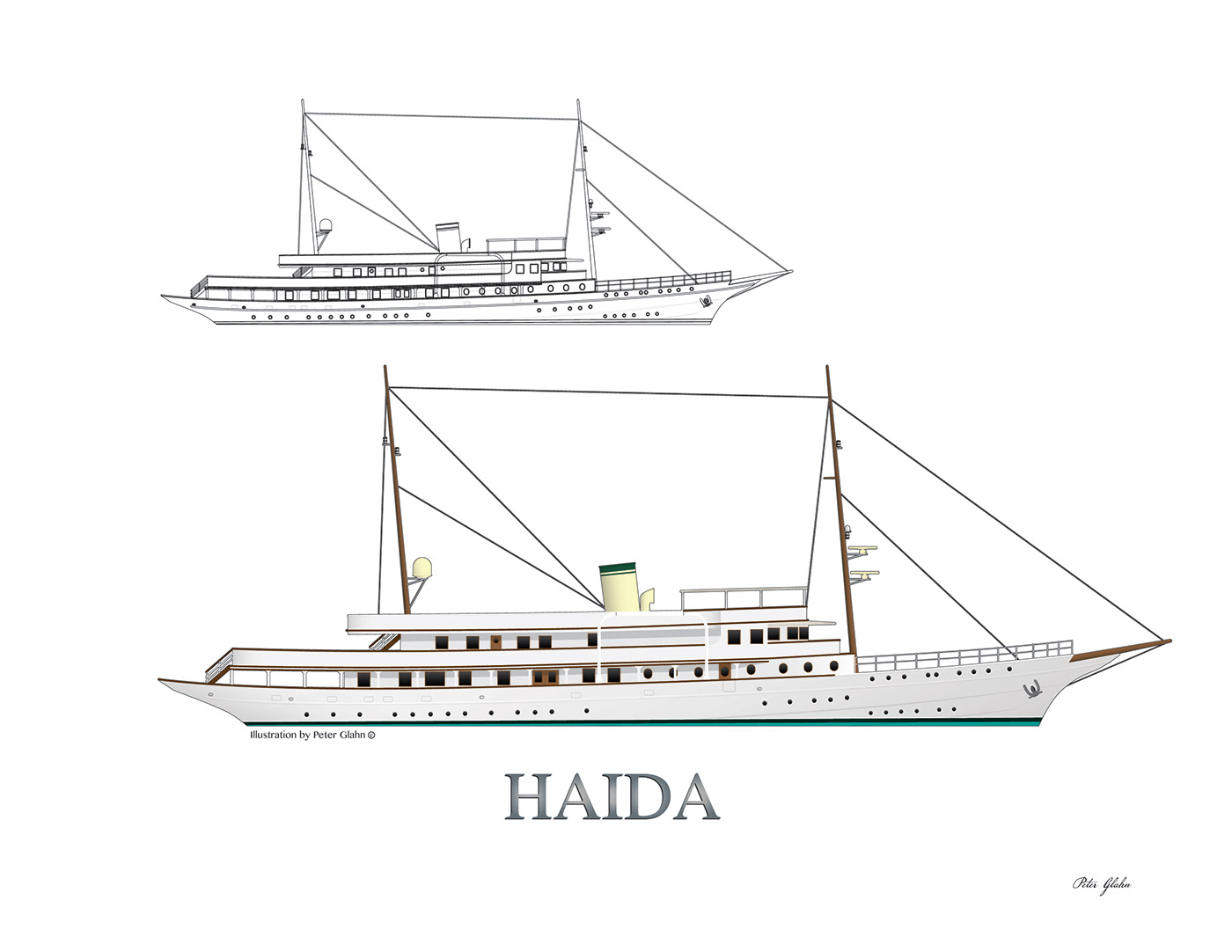 1400x1082 Yacht Illustrations Line Drawings On Behance - Boat Line Drawing