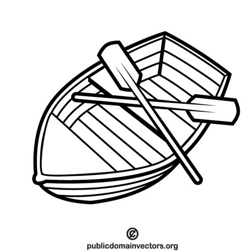 500x500 Boat With Two Paddles - Boat Outline Drawing