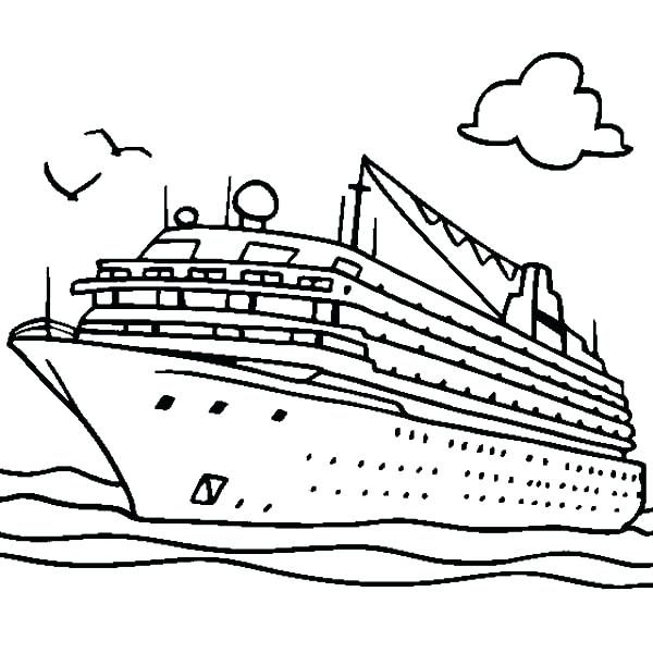600x600 Fishing Boat Colouring Pages Outline Drawing At Free For Personal - Boat Outline Drawing