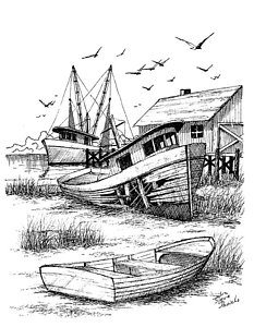 233x300 Shrimp Boat Drawings Fine Art America - Boat Pictures Drawing