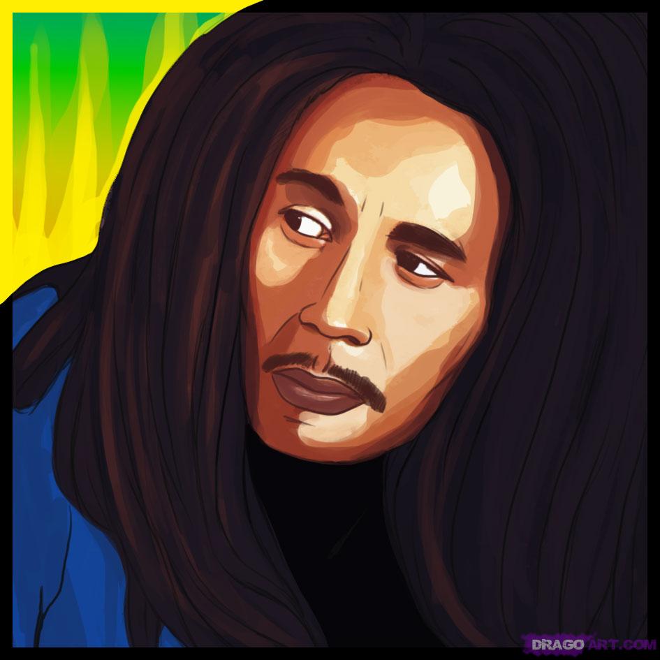 945x945 how to draw bob marley, step - Bob Marley Cartoon Drawing.