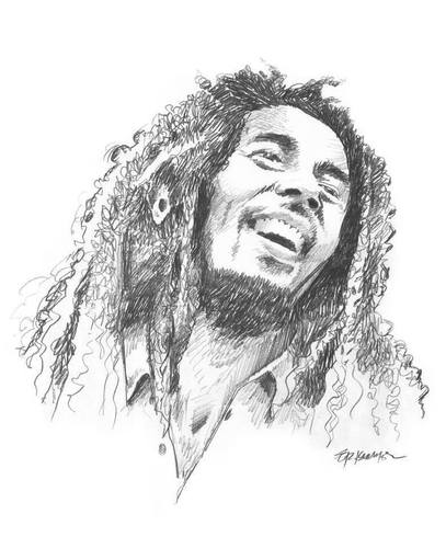 407x500 bob marley - Bob Marley Cartoon Drawing