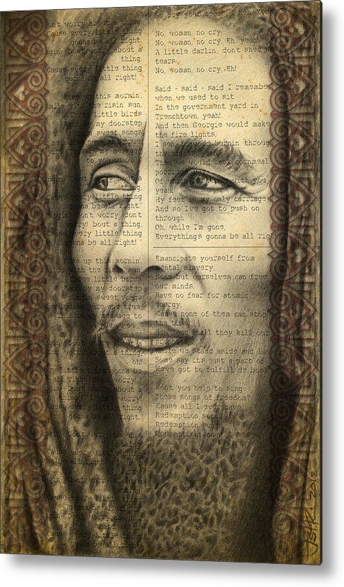 494x842 bob marley drawing metal print - Bob Marley Drawing