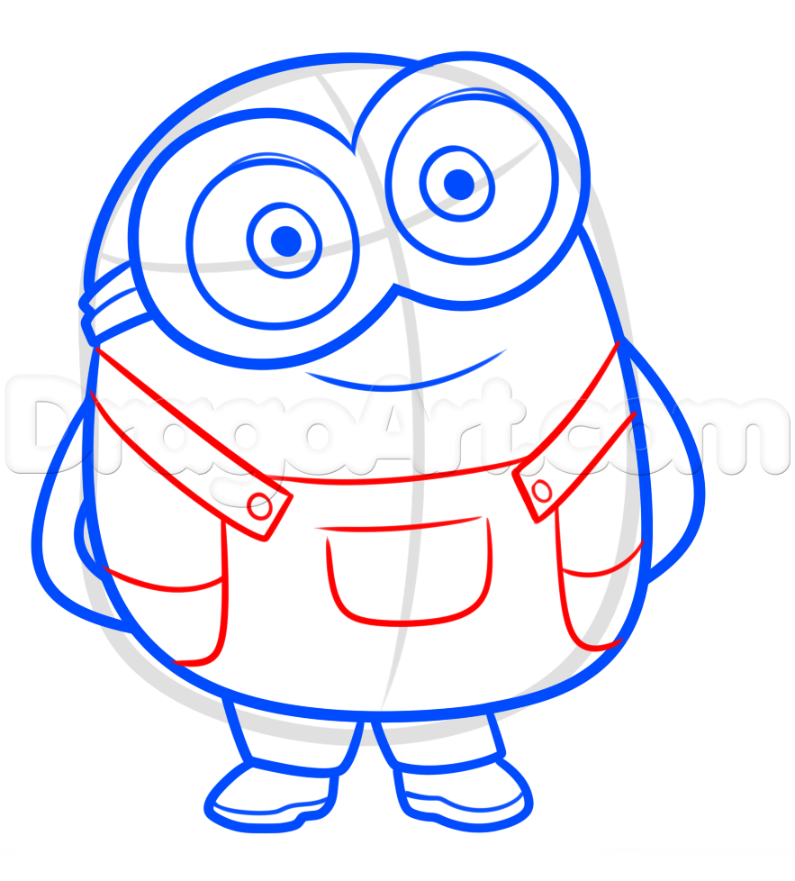 883x978 How To Draw Bob From Minions, Step - Bob Minion Drawing