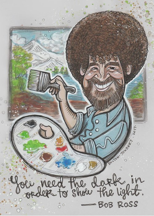 500x700 bob ross illustration greeting card for sale - Bob Ross Drawing