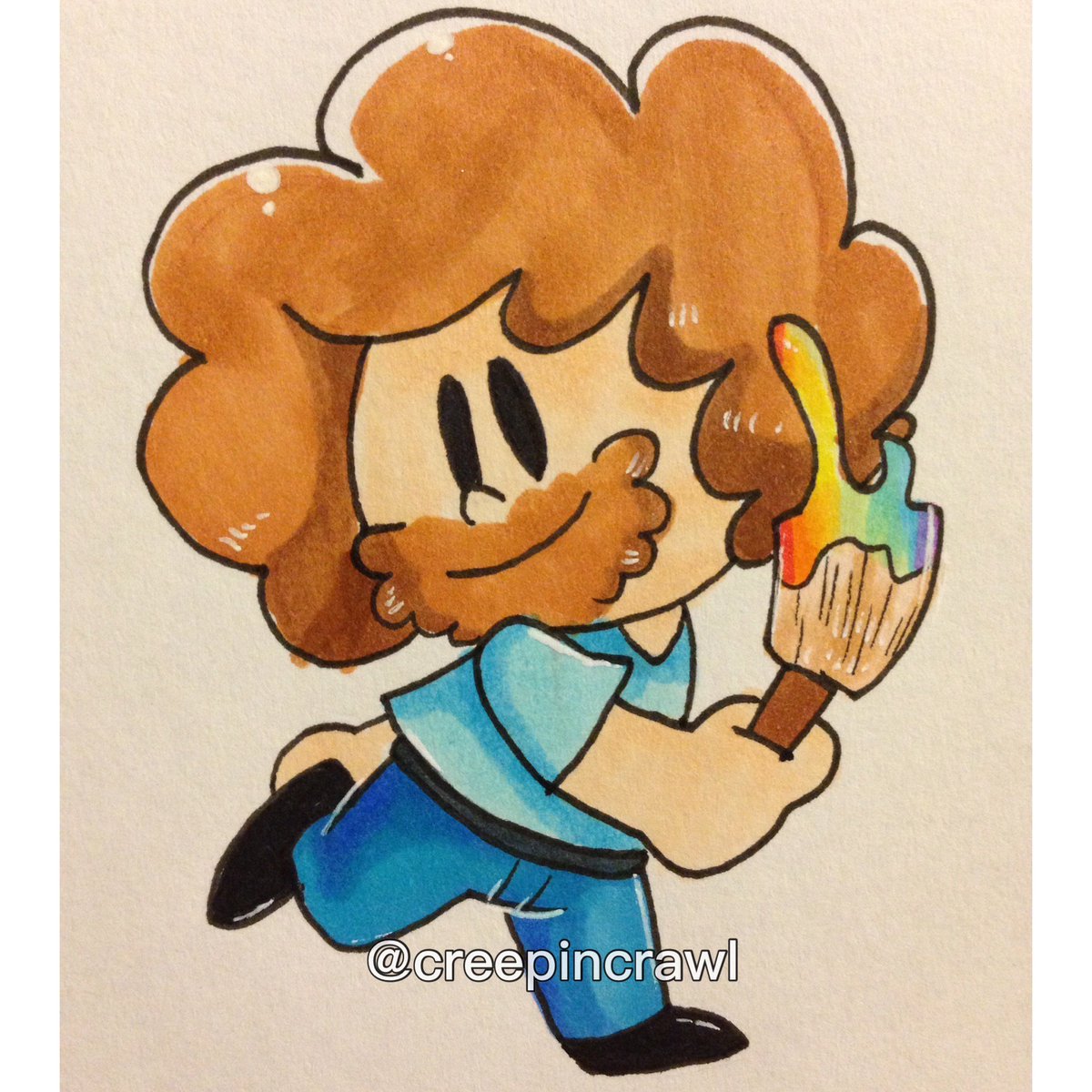 1200x1200 creeps on twitter bob ross doodle for a friend! he is truly - Bob Ross Drawing