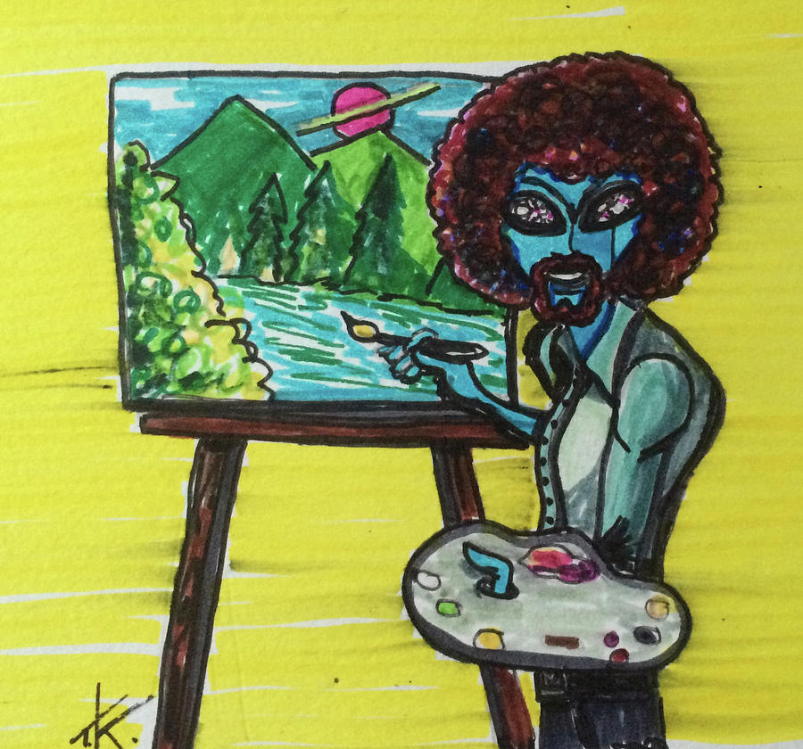 900x840 alien bob ross drawing - Bob Ross Drawing