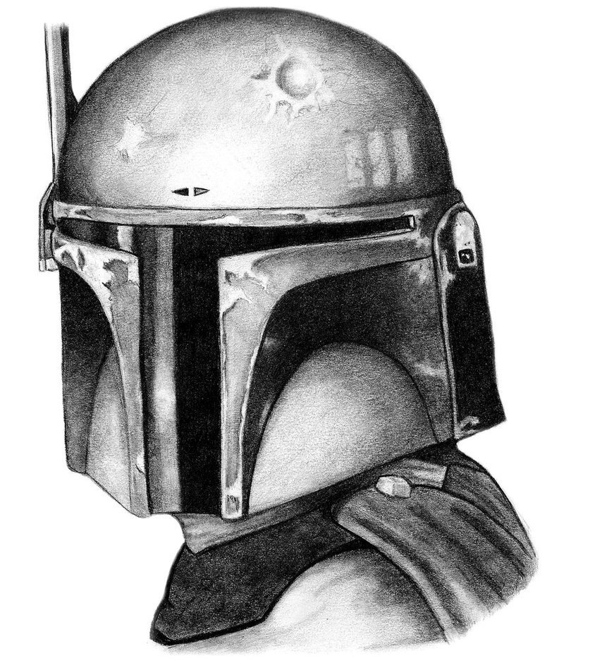 Boba Fett Helmet Drawing at PaintingValley.com | Explore collection of