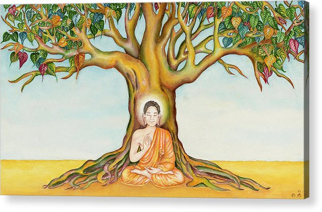 631x415 Buddha And The Bodhi Tree Acrylic Print - Bodhi Tree Drawing