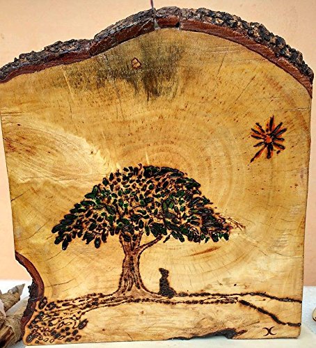 454x500 Pyrographed Buddha Bodhi Tree Handmade - Bodhi Tree Drawing