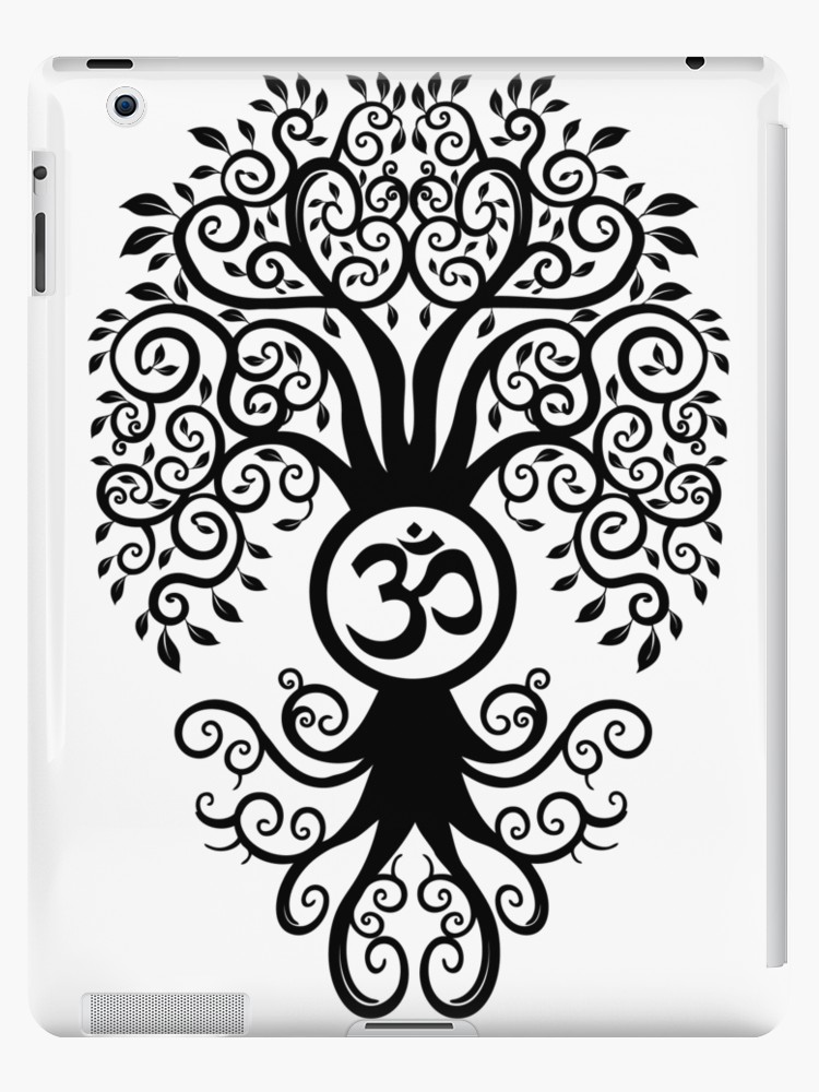 750x1000 Black Bodhi Tree With Om Symbol Ipad Cases Skins - Bodhi Tree Drawing