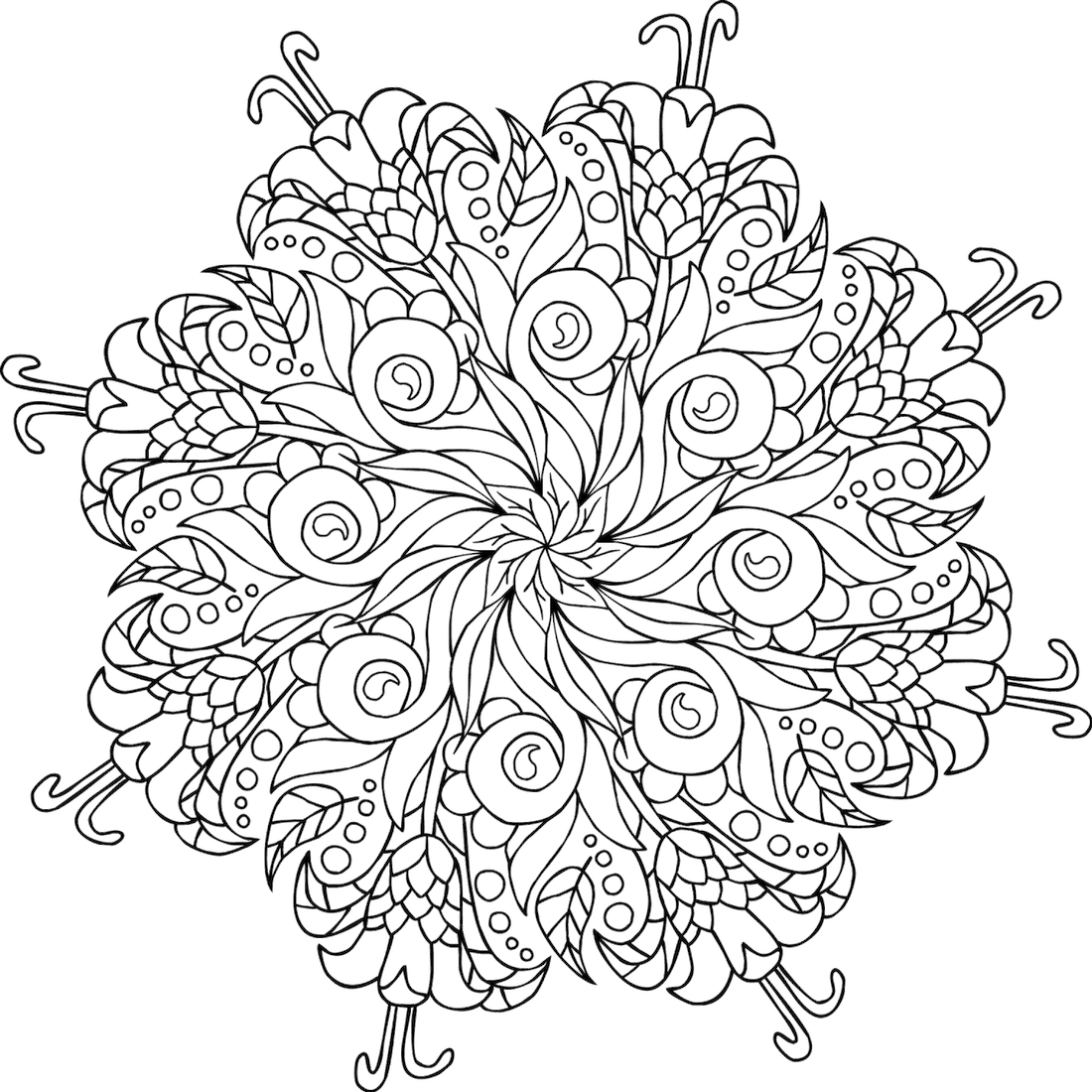 1100x1100 Bodhi Tree Coloring Page - Bodhi Tree Drawing