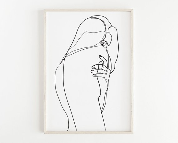 570x458 abstract woman body printable single line art woman art etsy - Body Drawing Art