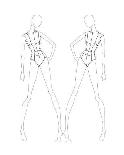 400x500 New Real Body Models Fashion Figure Templates Tracing Sketch - Body Drawing Template